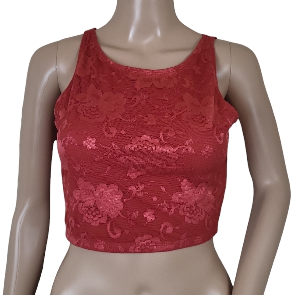 Forever 21 Mesh Floral Cropped Blouse